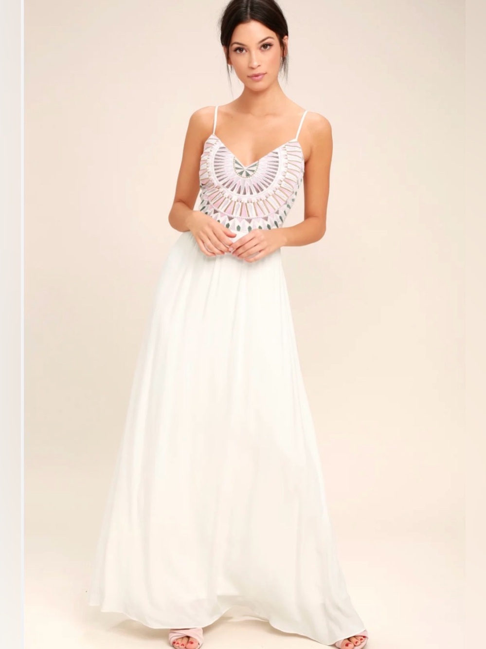 Lulus STYLY#D16804Solar Maxi Dress in White Size Medium